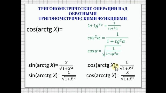Преобразование выражений содержащих обратные тригонометрические функции. Часть 1.