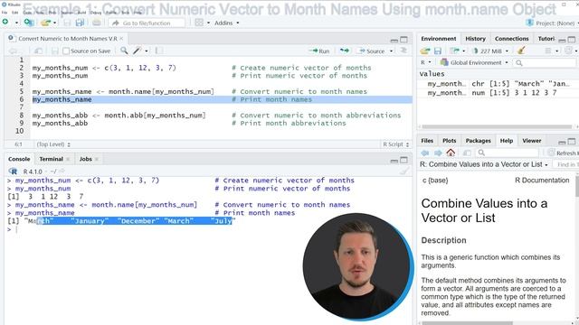 Convert Numeric Values to Month Names & Abbreviations R (2 Examples) | month.name & month.abb Objec