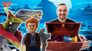 ПАПА РОБ и LEGO МИР ЮРСКОГО ПЕРИОДА: ПОИСК СОКРОВИЩ И АТАКА КАРНОЗАВРА JURASSIC WORLD! 13+