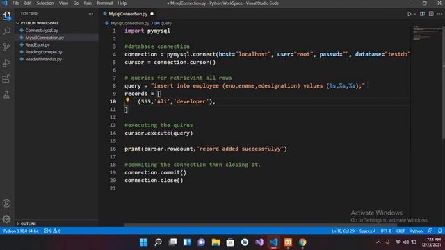 How to Insert Multiple records in Database Python | Insert Multiple Rows in MySQL Table Python