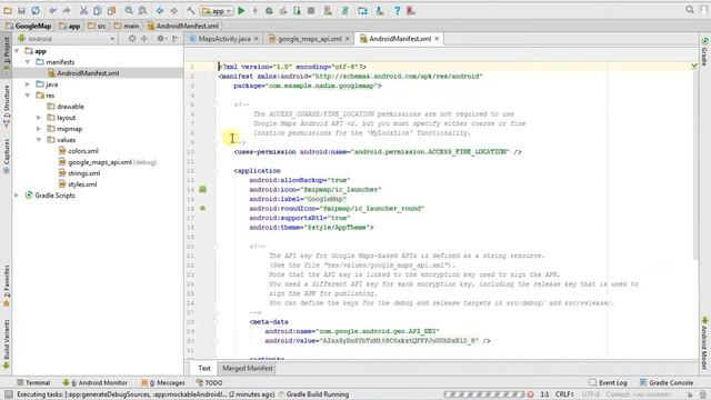 Adding Google Maps to your application in Android Studio using Google Map API key смотреть онлайн