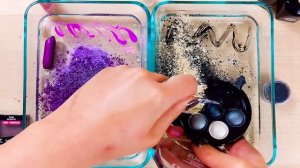 Purple vs Black - Mixing Makeup Eyeshadow Into Slime Special Series #48 Satisfying Slime Video!