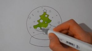 Как нарисовать СНЕЖНЫЙ ШАР, Рисуем Просто/979/How to draw a SNOW GLOBE