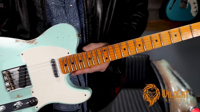 WildCat Guitars Diamonds In The Rough Fender CS 52 Telecaster Heavy Relic Faded Surf Green смотреть онлайн