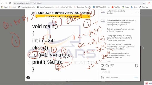 C programming language Tricky Questions Software courses for C language Training Guntur Vijayawada