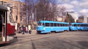 Трамваи Tatra T-3 на маневрах в депо им.Апакова (с разных ракурсов)
