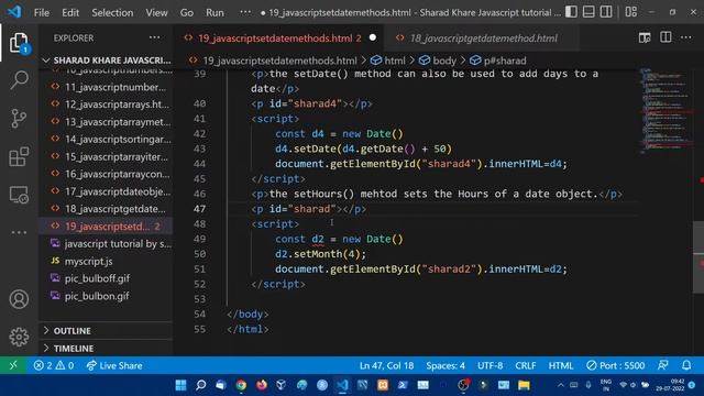 JavaScript Set Date Methods || JavaScript Date Time || JavaScript Tutorial Step by step in Hindi #1