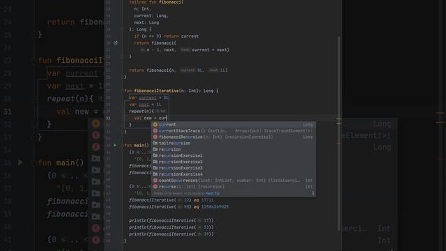 Kotlin - programming fibonacci and understanding iterative vs recursive super easy