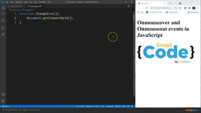 JavaScript Events Tutorial For Beginners | JavaScript Events Advanced | JavaScript | Simplilearn