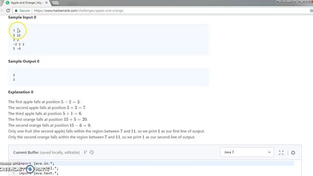 Hackerrank Solution - Apple and Orange Algorithms - Java version