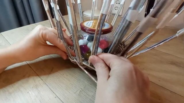 МК. Корзина из бумажной лозы в стиле "обшарпэ"