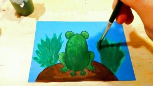 "Лягушка" Рисуем с детьми. Простые рисунки. Гуаш