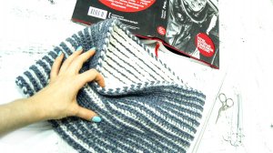 Двухцветная патентная (английская) резинка. ДВУСТОРОННИЙ УЗОР для шарфа или снуда