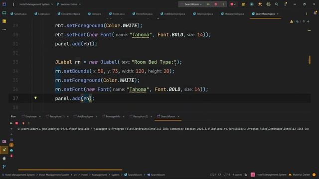 Hotel Management System | Creating  Search Room  Class | Java Project