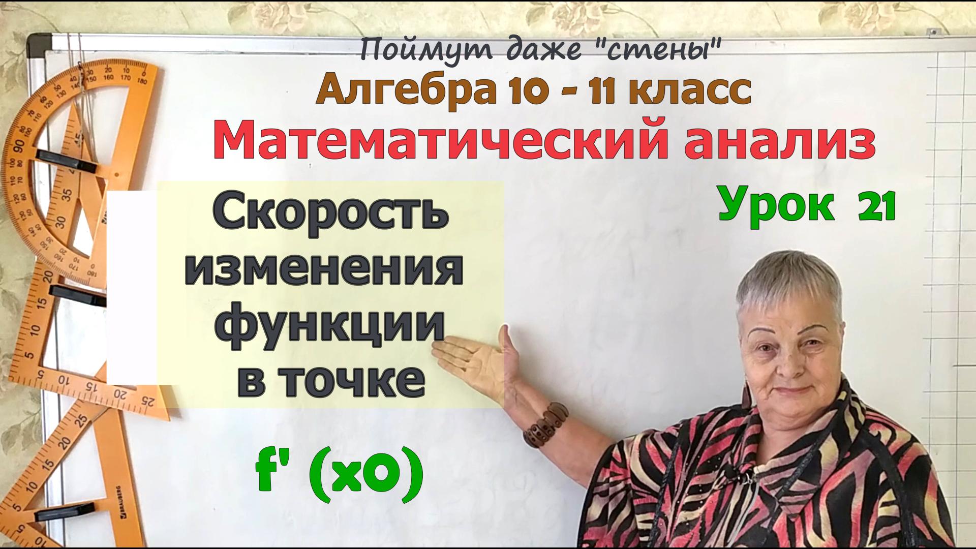 Найти скорость изменения функции в точке. Алгебра 10 класс