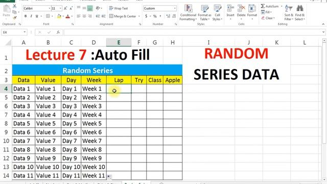 Autofill Random Series in Excel Sheet | Learn Microsoft Excel | Lecture 7 | Part 4 смотреть онлайн