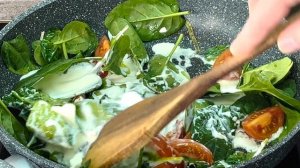 ТРЕСКА СО ШПИНАТОМ В СЛИВОЧНОМ СОУСЕ. Быстро и вкусно!
