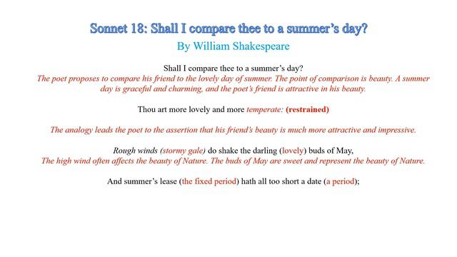Sonnet no 18 William Shakespeare. смотреть онлайн