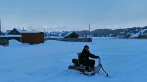 Покатушки на самодельном снегоходе Часть 2