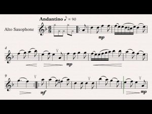 Бетховен Сонатина - ноты для саксофона-альта и видео-минусовка, темп 90