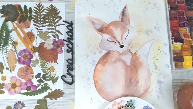 How to draw a fox/ Рисуем лису и делаем коллаж.