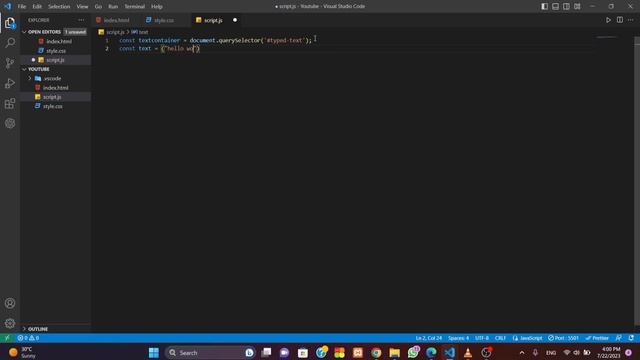 Auto Text Typing Effect using Javascript | HTML | CSS | VSCode | Code Lounge