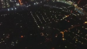Ночное приземление в Москву - вид из самолёта ночью на Москву сверху