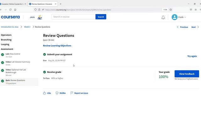 Coursera: Introduction to Java by LEARNQUEST | Week 3 Answers