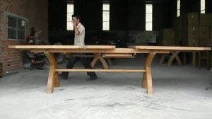 2.4 - 2.9 - 3.4m Double Butterfly Extending Square End X Leg Country Oak Table - 120cm wide