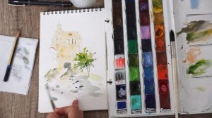 УРОК ПО АКВАРЕЛИ Руина церкви в Испании / Julia Gupalo / Iglesia de Santa Maria en Cazorla