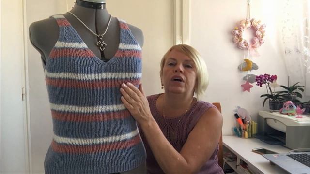 Летняя майка спицами/ Постой летний топ спицами/ Топ резинкой для начинающих #4