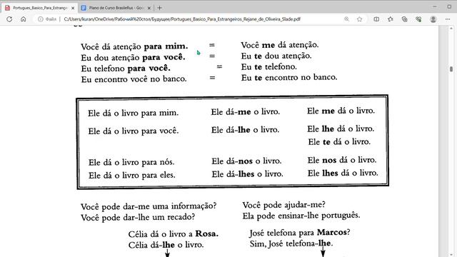 Глагол Dar с предлогами и косвенными местоимениями. Verbo Dar com preposições e pronomes obliquos.