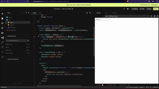 Implement Search with Debounce in React | Solving React interview problems