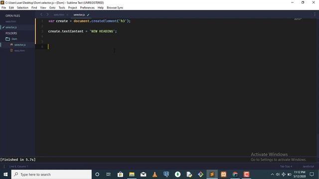 Javascript Dom: How To Create HTML Element