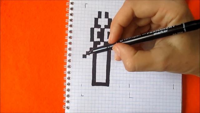 Как рисовать по клеточкам Карандаш в тетради Пиксель Арт How to Draw Pencil for Kids