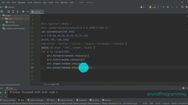 how to use random module in Turtle graphics : python in hindi