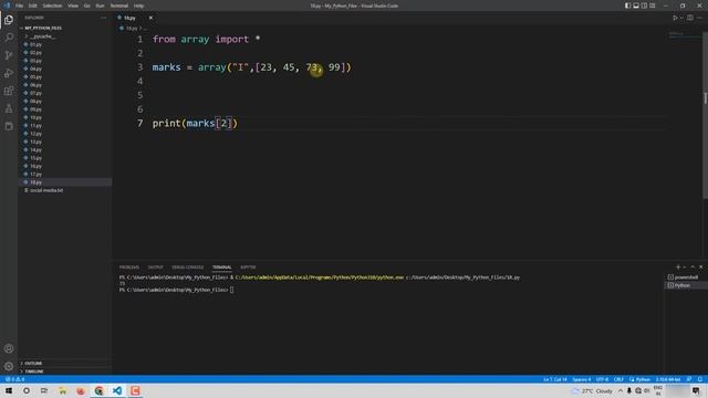 Python Tutorial For Absolute Beginners - 28 - Arrays