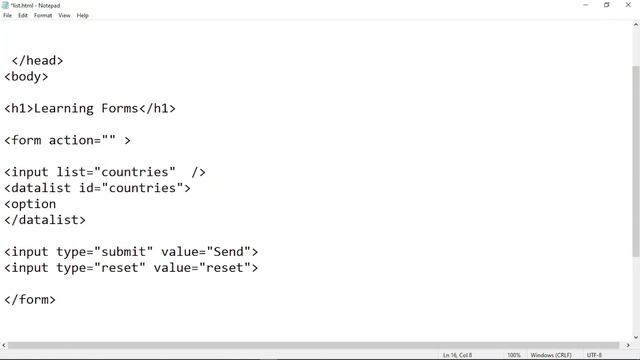 18. Adding A Data List In HTML | HTML Tutorial for Beginners
