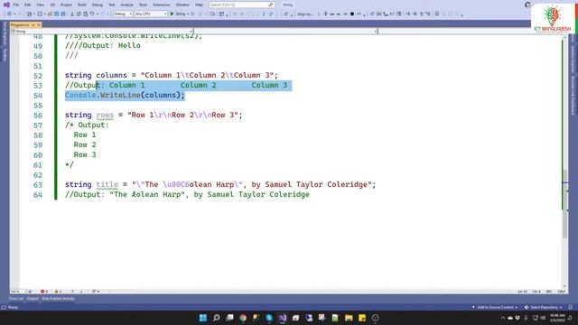 String in C# | C# Programming Language Bangla Tutorial | C# Strings Example | 19