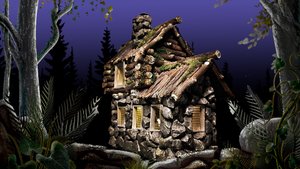 Избушка из природных материалов. Домик из картона своими руками. Избушка в лесу.