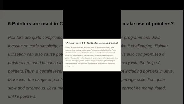 6. Pointers are used in C/ C++. Why does Java not make use of
pointers? смотреть онлайн