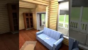 design двусветного зала с камином в доме с мансардой.