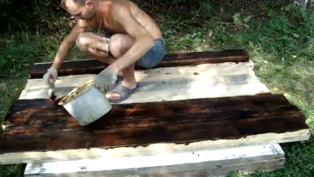 Обработка досок , маслом для чернового пола . смотреть онлайн