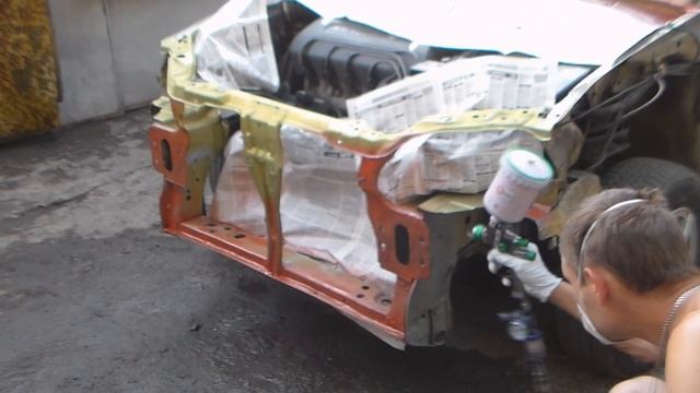 Грунтование и покраска капота, внутренняя сторона.Ланос-сенс. смотреть онлайн