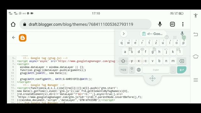 how to generate google tag manager html code and insert html of blogger website html