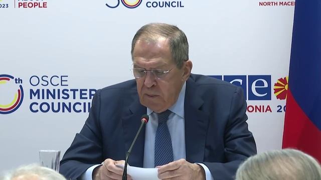 Пресс-конференция С.Лаврова по итогам 30-го заседания СМИД ОБСЕ, Скопье, 1 декабря 2023 года