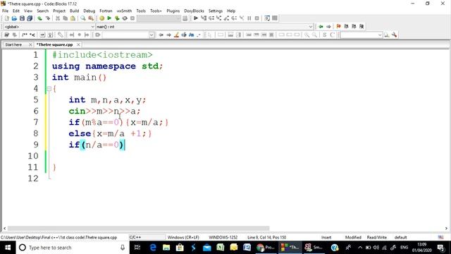 Codeforces "1A Theatre Square" solution( Bangla ) | Cpp language