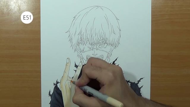 How To Draw Ken Kaneki from Tokyo Ghoul - Step By Step Tutorial смотреть онлайн