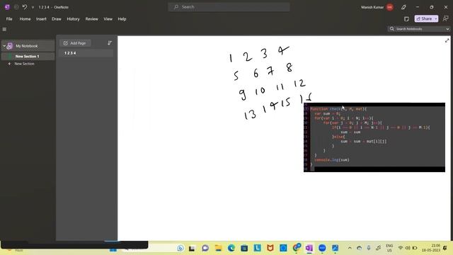 Sum of Elements of Matrix Expect Border Elements | JavaScript | Borderless