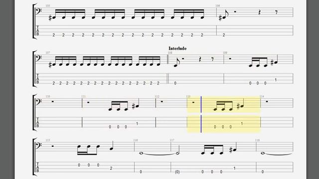 Metallica Damage Inc Bass guitar tablature смотреть онлайн